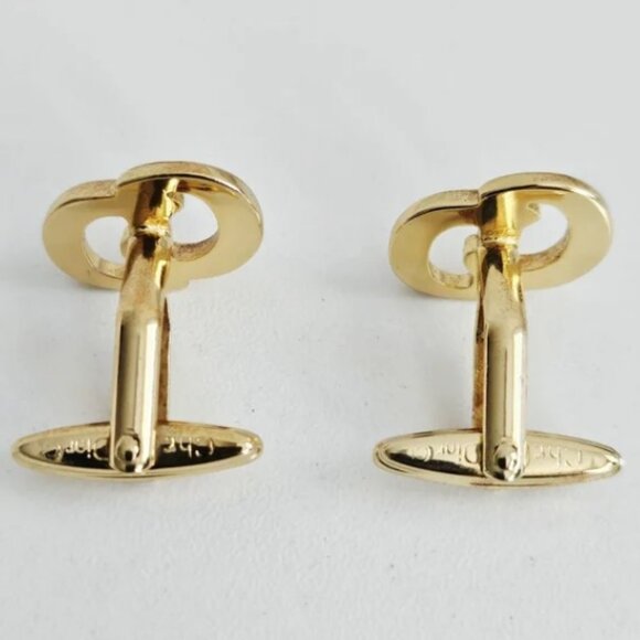 Christian Dior Vintage 1980sCD Logo Interlocking Cufflinks - Picture 3 of 5